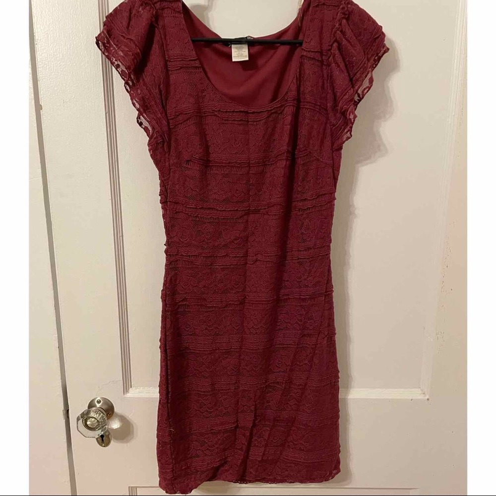*2 FOR $15* Trixxi Burgundy/Maroon Lace Bodycon Dress